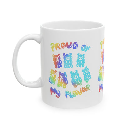 Rainbow Pride Gummy Bear Ceramic Mug, (11oz)