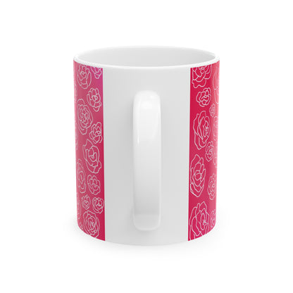 Pink Roses Ceramic Mug, (11oz, 15oz)