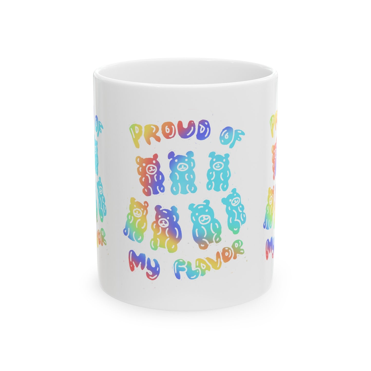 Rainbow Pride Gummy Bear Ceramic Mug, (11oz)