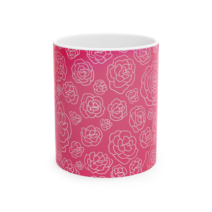 Pink Roses Ceramic Mug, (11oz, 15oz)