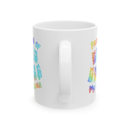 Rainbow Pride Gummy Bear Ceramic Mug, (11oz)