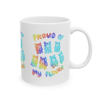 Rainbow Pride Gummy Bear Ceramic Mug, (11oz)